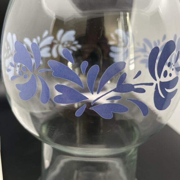 Vintage Pfaltzgraff yorktowne Floating Pillar Candle Holder Hurricane Blue Fl - Picture 2 of 4